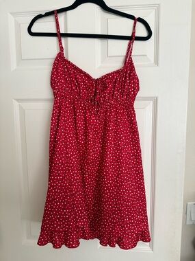 Princess Polly Red Mini Dress with White Spot Print